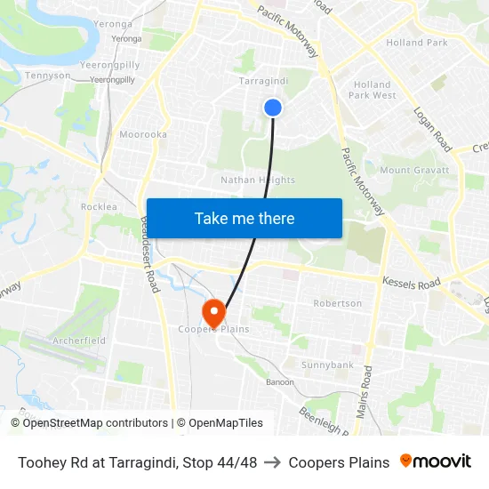 Toohey Rd at Tarragindi, Stop 44/48 to Coopers Plains map