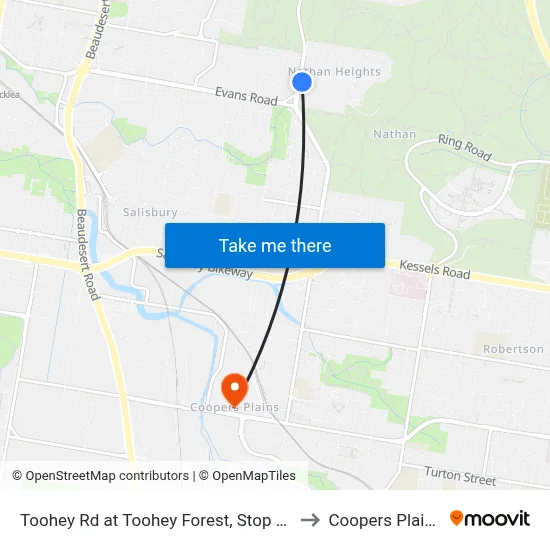 Toohey Rd at Toohey Forest, Stop 53 to Coopers Plains map