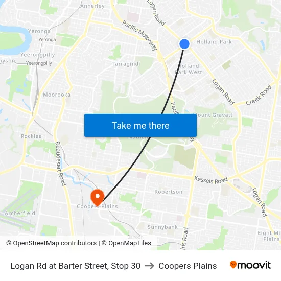 Logan Rd at Barter Street, Stop 30 to Coopers Plains map