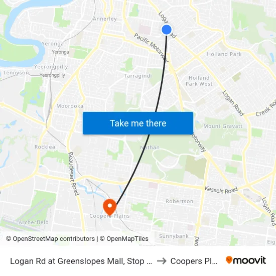 Logan Rd at Greenslopes Mall, Stop 25/24 to Coopers Plains map