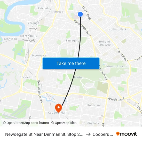 Newdegate St Near Denman St, Stop 22 - Temp Closure to Coopers Plains map