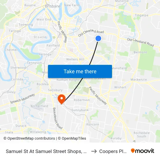 Samuel St At Samuel Street Shops, Stop 41 to Coopers Plains map