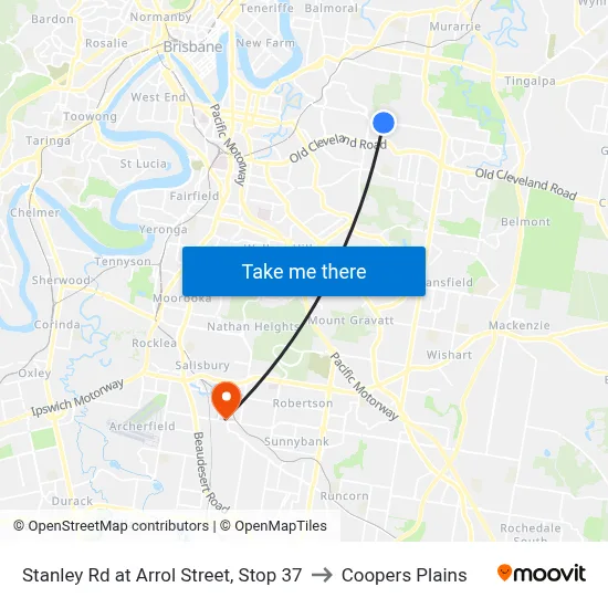 Stanley Rd at Arrol Street, Stop 37 to Coopers Plains map
