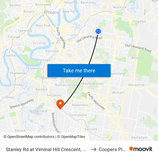 Stanley Rd at Viminal Hill Crescent, Stop 35a to Coopers Plains map