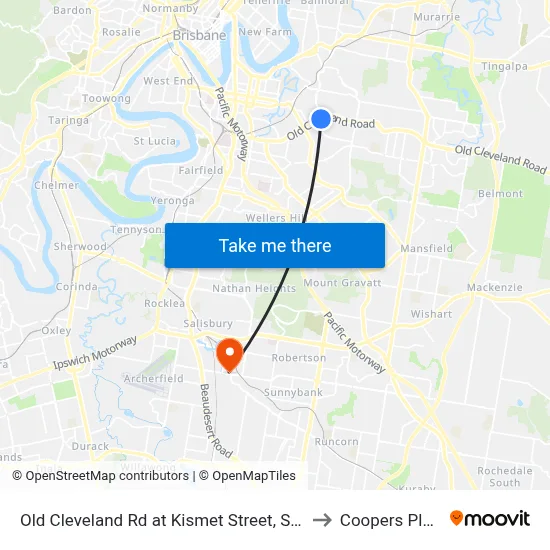 Old Cleveland Rd at Kismet Street, Stop 26 to Coopers Plains map