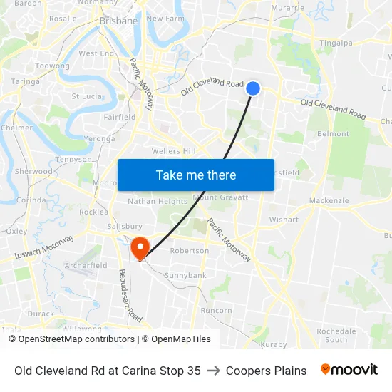 Old Cleveland Rd at Carina Stop 35 to Coopers Plains map