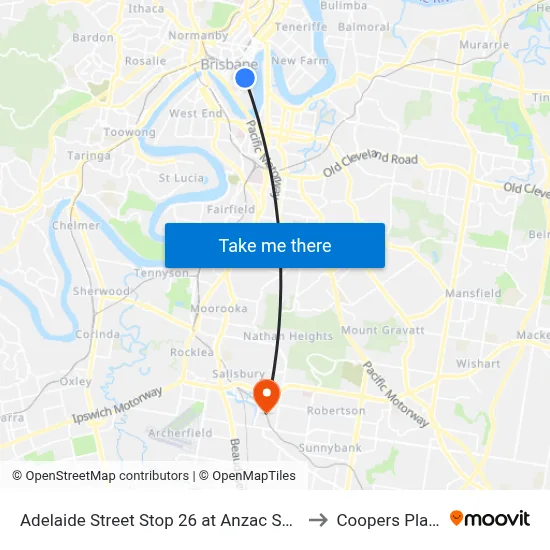 Adelaide Street Stop 26 at Anzac Square to Coopers Plains map