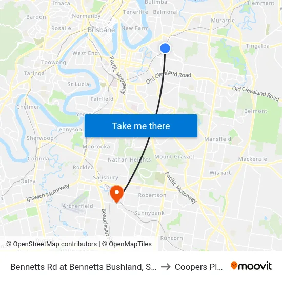 Bennetts Rd at Bennetts Bushland, Stop 29 to Coopers Plains map