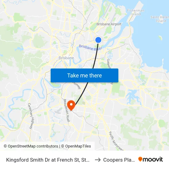 Kingsford Smith Dr at French St, Stop 40 to Coopers Plains map