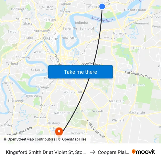 Kingsford Smith Dr at Violet St, Stop 35 to Coopers Plains map