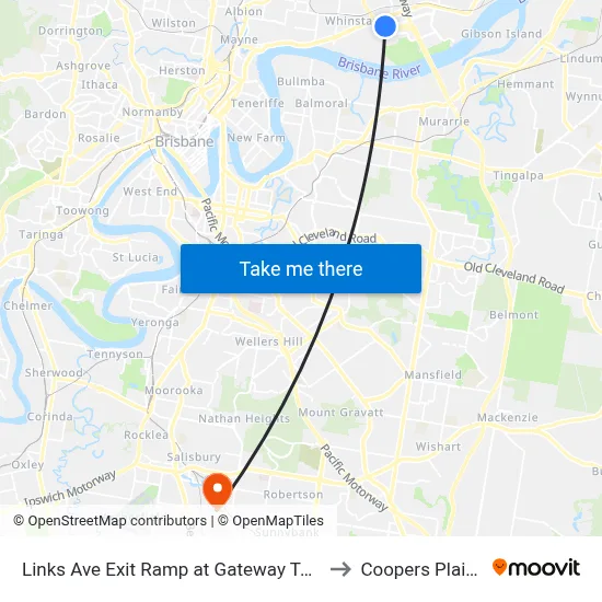 Links Ave Exit Ramp at Gateway Tafe to Coopers Plains map