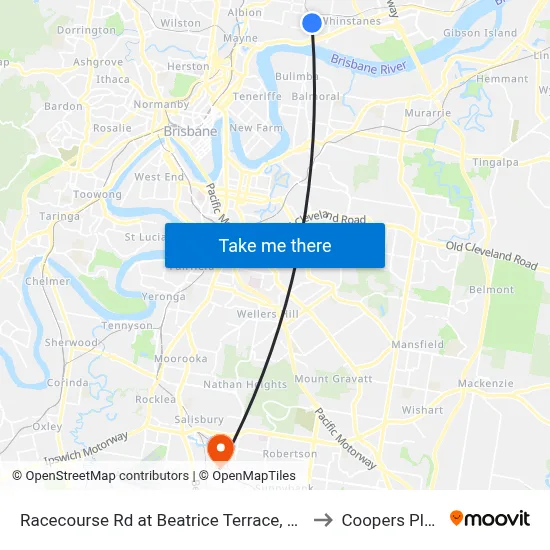 Racecourse Rd at Beatrice Terrace, Stop 22 to Coopers Plains map
