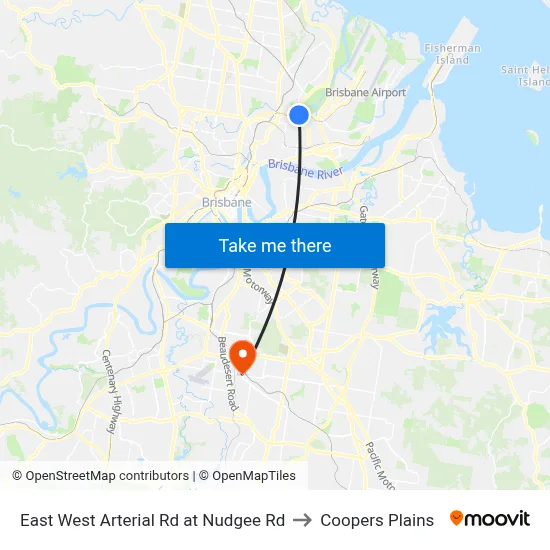 East West Arterial Rd at Nudgee Rd to Coopers Plains map