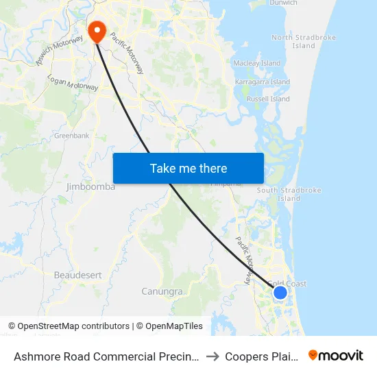 Ashmore Road Commercial Precinct to Coopers Plains map