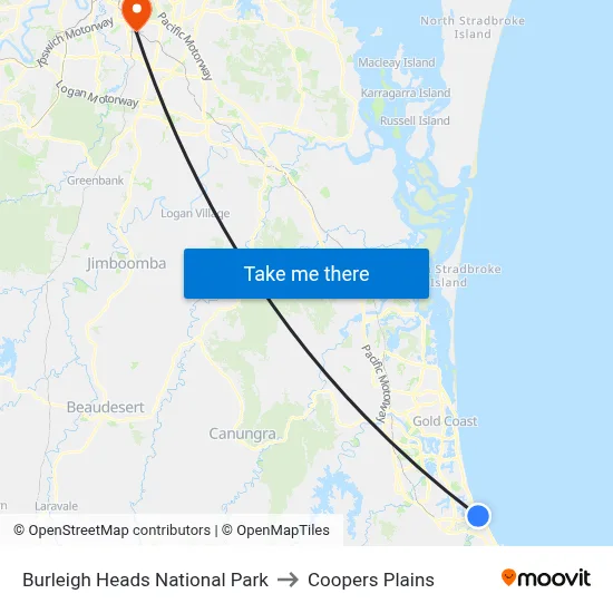 Burleigh Heads National Park to Coopers Plains map