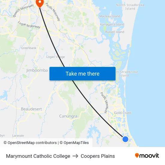Marymount Catholic College to Coopers Plains map
