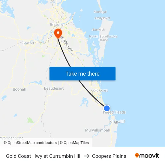 Gold Coast Hwy at Currumbin Hill to Coopers Plains map