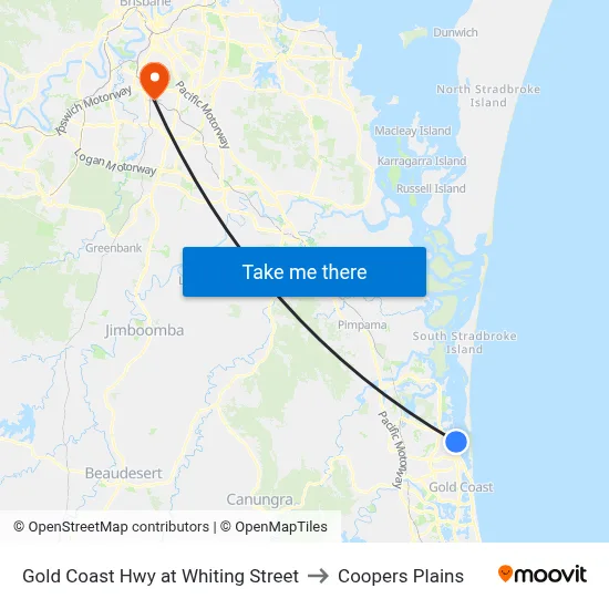 Gold Coast Hwy at Whiting Street to Coopers Plains map
