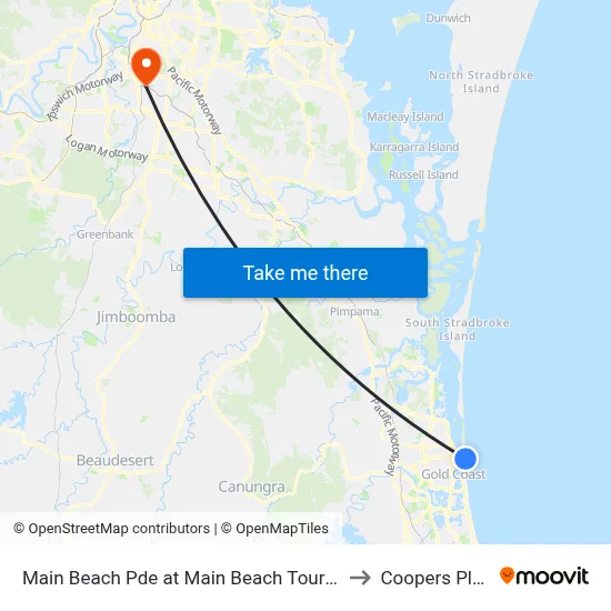 Main Beach Pde at Main Beach Tourist Park to Coopers Plains map