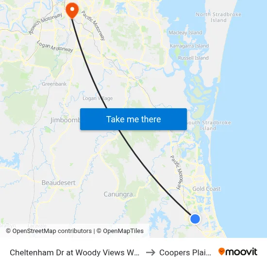 Cheltenham Dr at Woody Views Way to Coopers Plains map