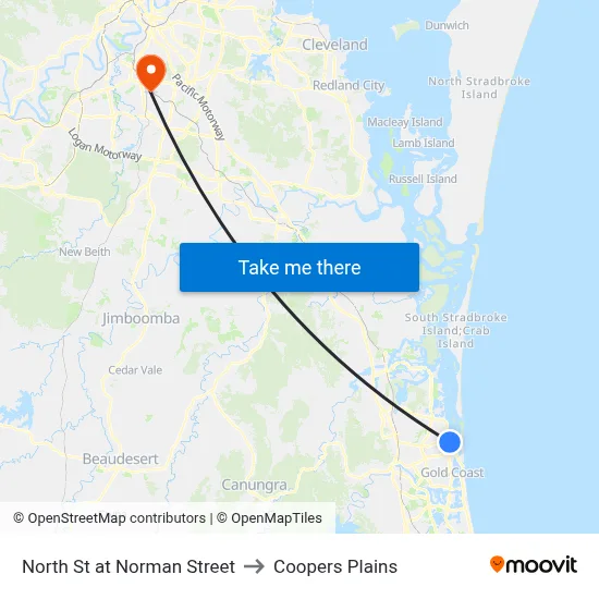 North St at Norman Street to Coopers Plains map