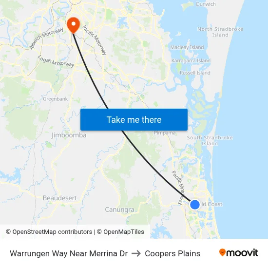 Warrungen Way Near Merrina Dr to Coopers Plains map