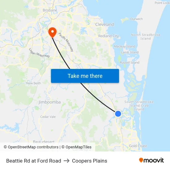 Beattie Rd at Ford Road to Coopers Plains map