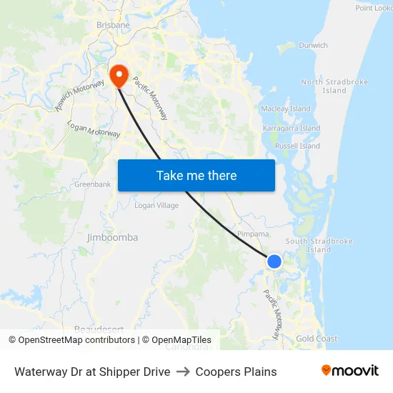 Waterway Dr at Shipper Drive to Coopers Plains map