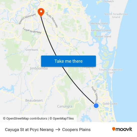Cayuga St at Pcyc Nerang to Coopers Plains map