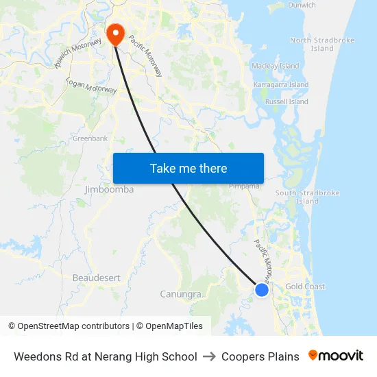 Weedons Rd at Nerang High School to Coopers Plains map