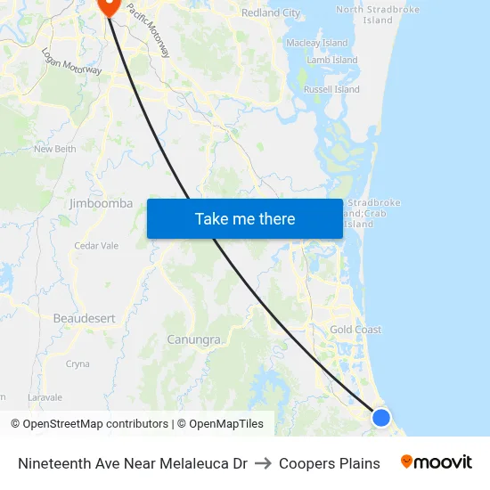 Nineteenth Ave Near Melaleuca Dr to Coopers Plains map