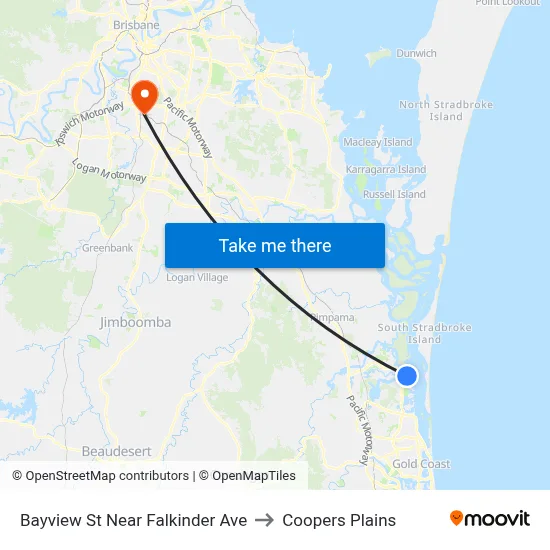 Bayview St Near Falkinder Ave to Coopers Plains map