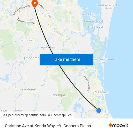 Christine Ave at Konda Way to Coopers Plains map