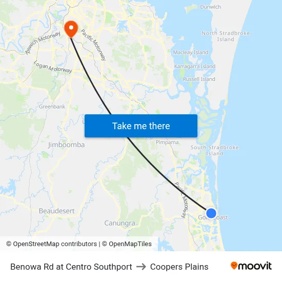 Benowa Rd at Centro Southport to Coopers Plains map