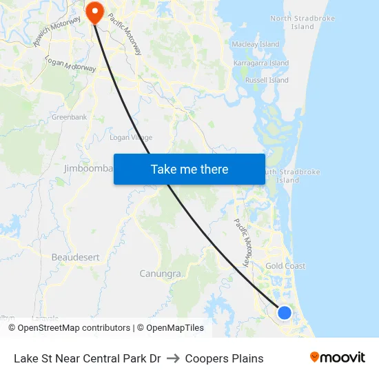 Lake St Near Central Park Dr to Coopers Plains map