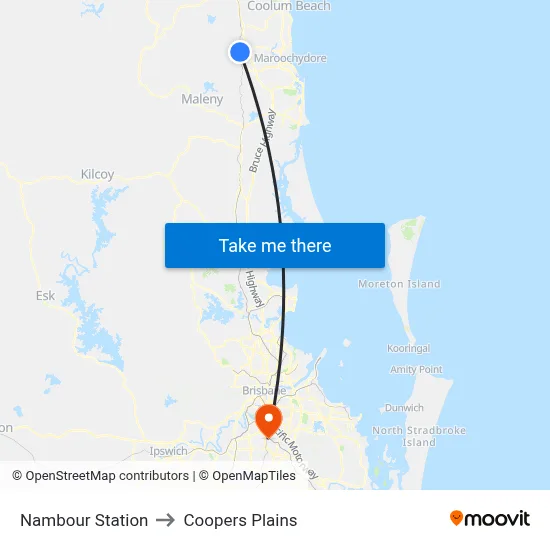 Nambour Station to Coopers Plains map