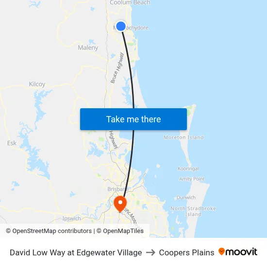 David Low Way at Edgewater Village to Coopers Plains map