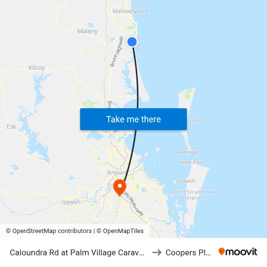 Caloundra Rd at Palm Village Caravan Park to Coopers Plains map
