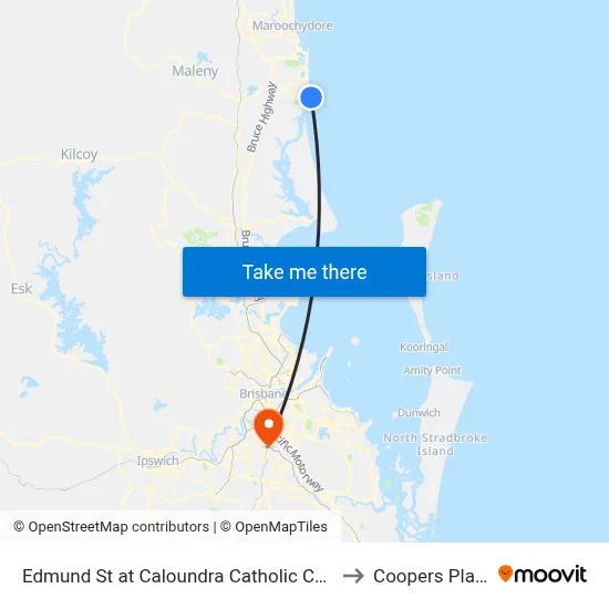 Edmund St at Caloundra Catholic Church to Coopers Plains map