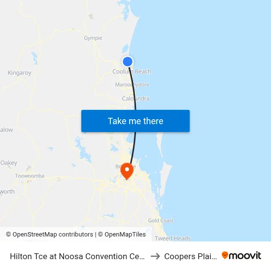 Hilton Tce at Noosa Convention Centre to Coopers Plains map