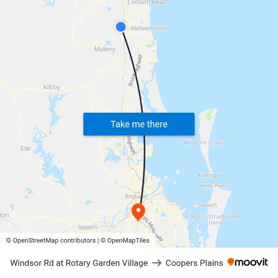 Windsor Rd at Rotary Garden Village to Coopers Plains map