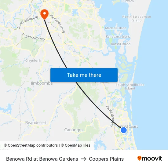 Benowa Rd at Benowa Gardens to Coopers Plains map