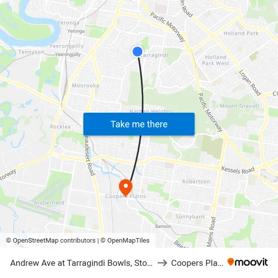Andrew Ave at Tarragindi Bowls, Stop 38a to Coopers Plains map