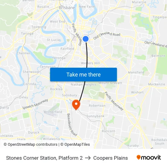 Stones Corner Station, Platform 2 to Coopers Plains map