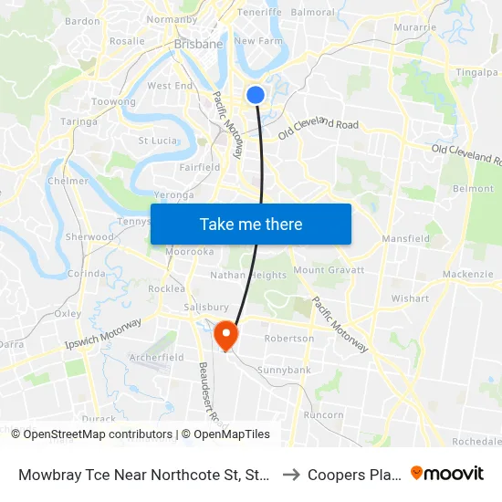 Mowbray Tce Near Northcote St, Stop 13 to Coopers Plains map