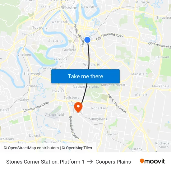 Stones Corner Station, Platform 1 to Coopers Plains map