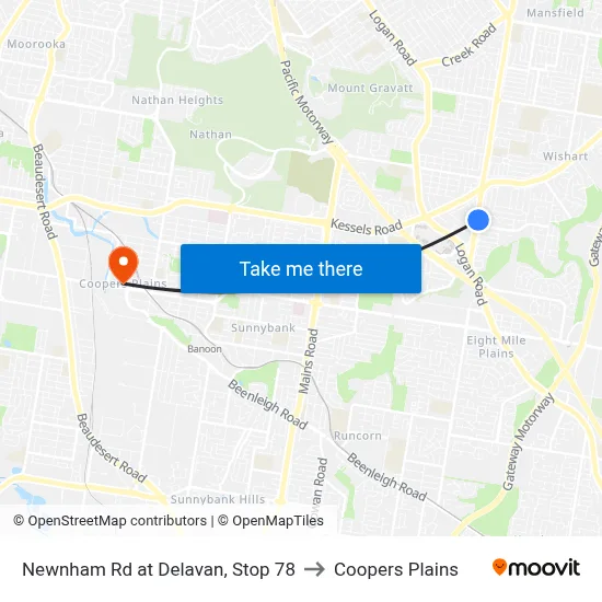 Newnham Rd at Delavan, Stop 78 to Coopers Plains map