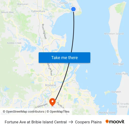 Fortune Ave at Bribie Island Central to Coopers Plains map