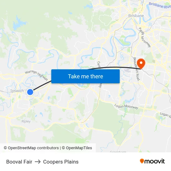Booval Fair to Coopers Plains map