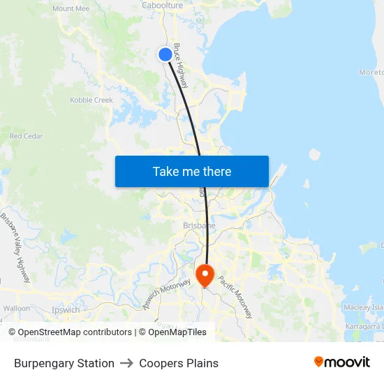 Burpengary Station to Coopers Plains map